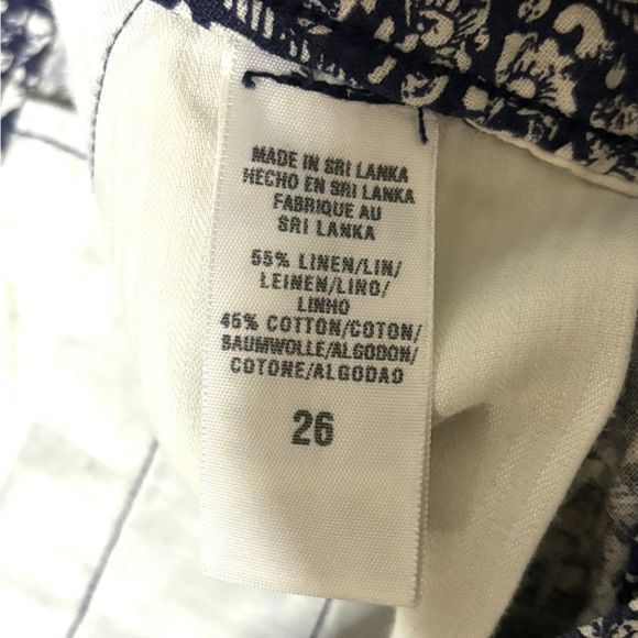 Lucky Brand Blue and White Tribal Printed Linen Blend Shorts - Picture 4 of 9